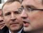Zbigniew Ziobro i Jacek Kurski podczas konferencji prasowej na rynku w Nowym Sączu