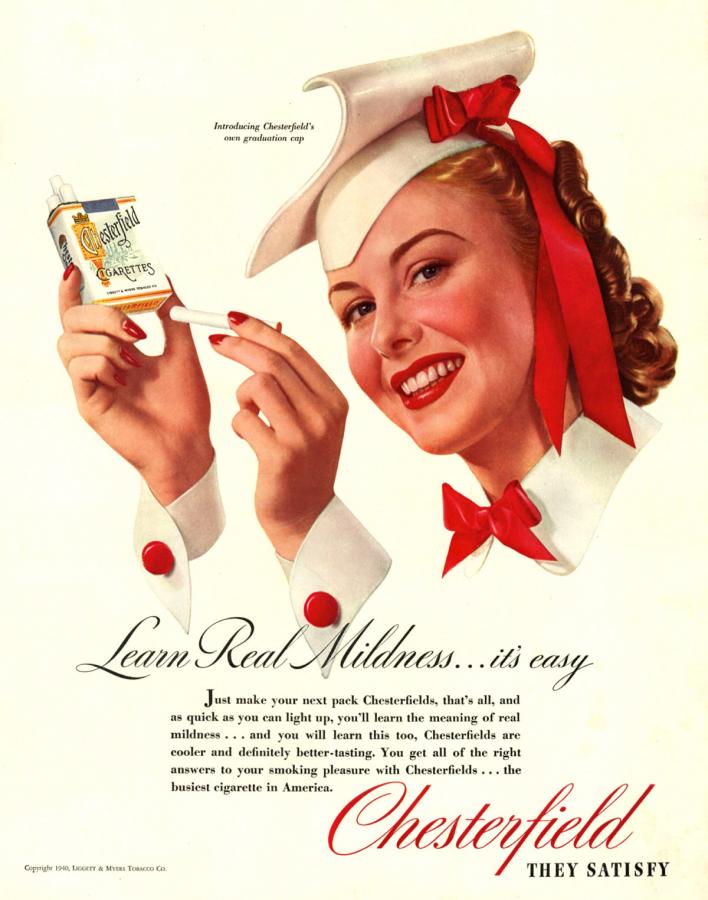Papierosy "Chesterfield", rok 1940